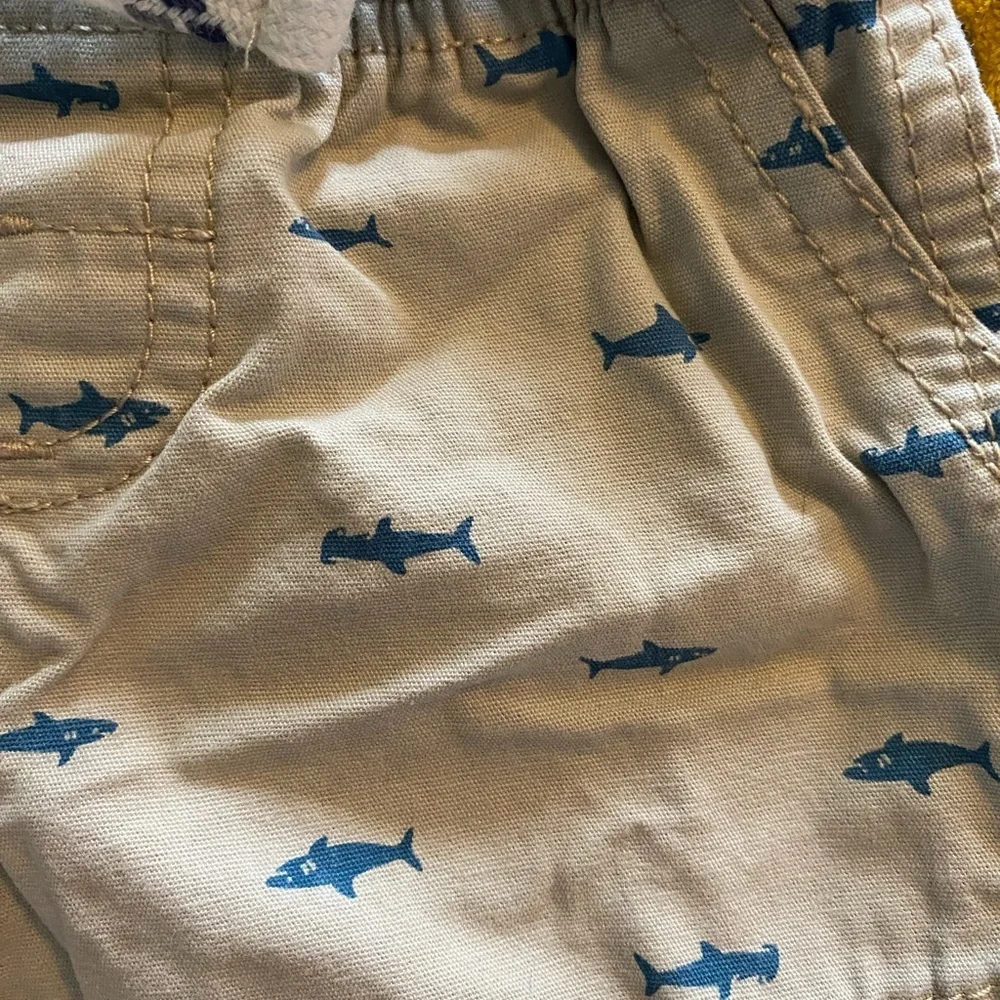 Carter's Tan and Blue with shark pattern Elastic Waistband Shorts